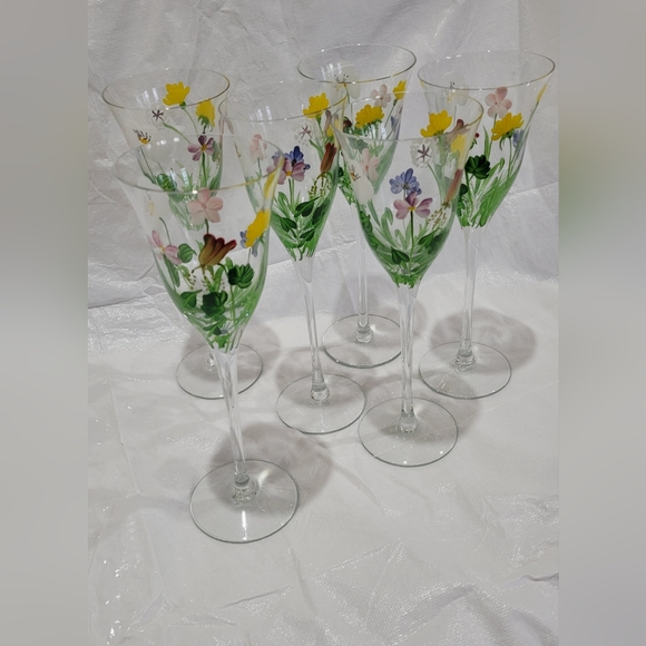 6-Hand Painted Champagne Flutes - Picture 2 of 4